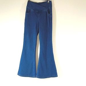 HALARA Pants Leggings Women Extra Large Stretch Blue Flared Leg Pull On New